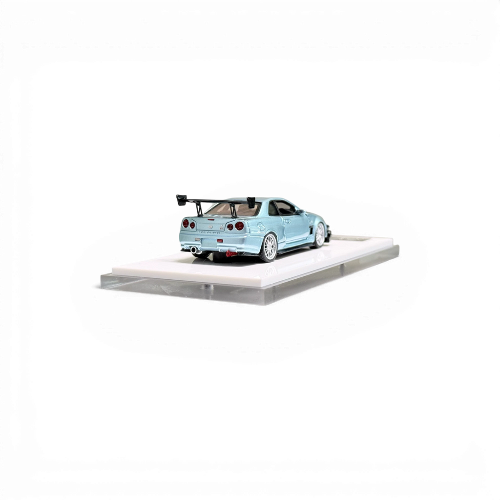 404ERROR Nissan Skyline R34 Modified - A/ Ice Blue Carbon Hood (Ltd 99) 1:64