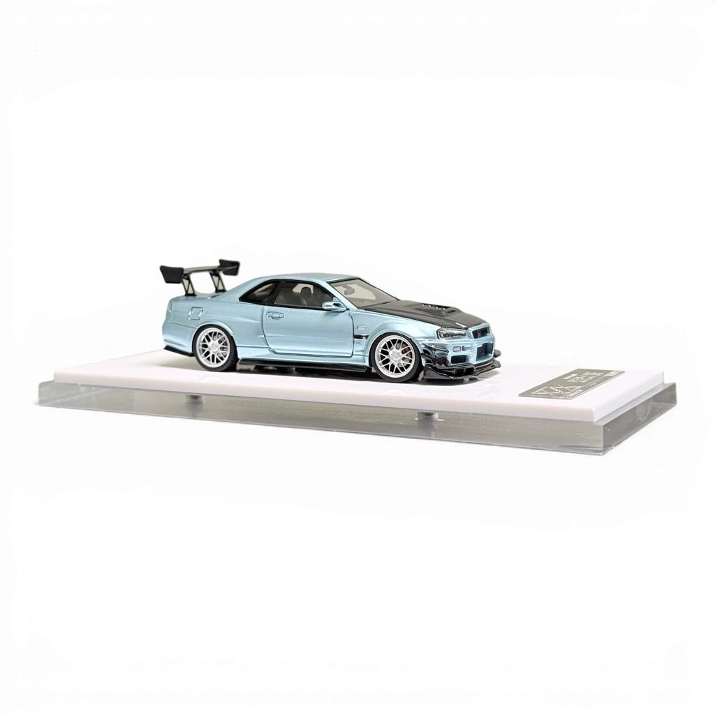 404ERROR Nissan Skyline R34 Modified - A/ Ice Blue Carbon Hood (Ltd 99) 1:64