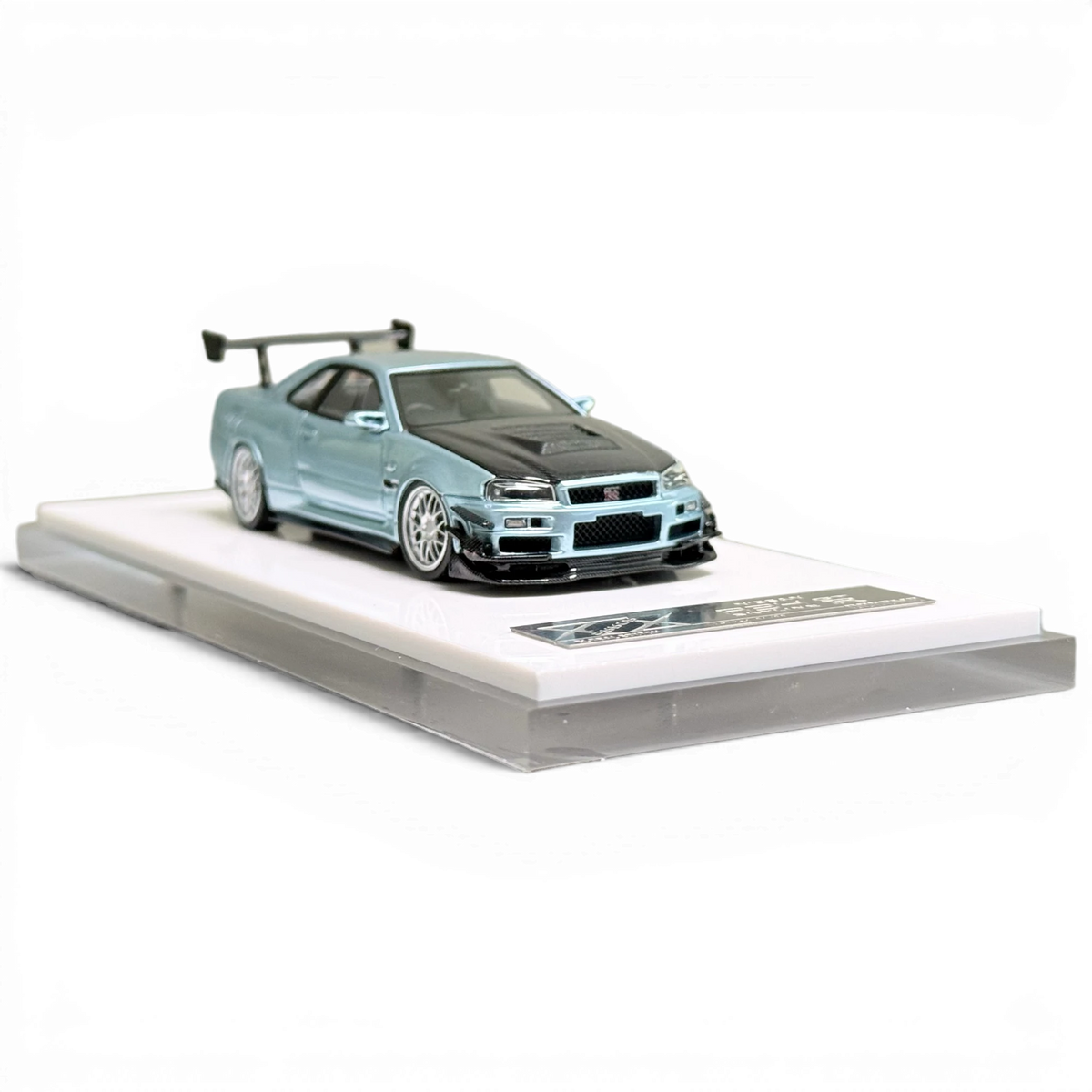 404ERROR Nissan Skyline R34 Modified - A/ Ice Blue Carbon Hood (Ltd 99) 1:64