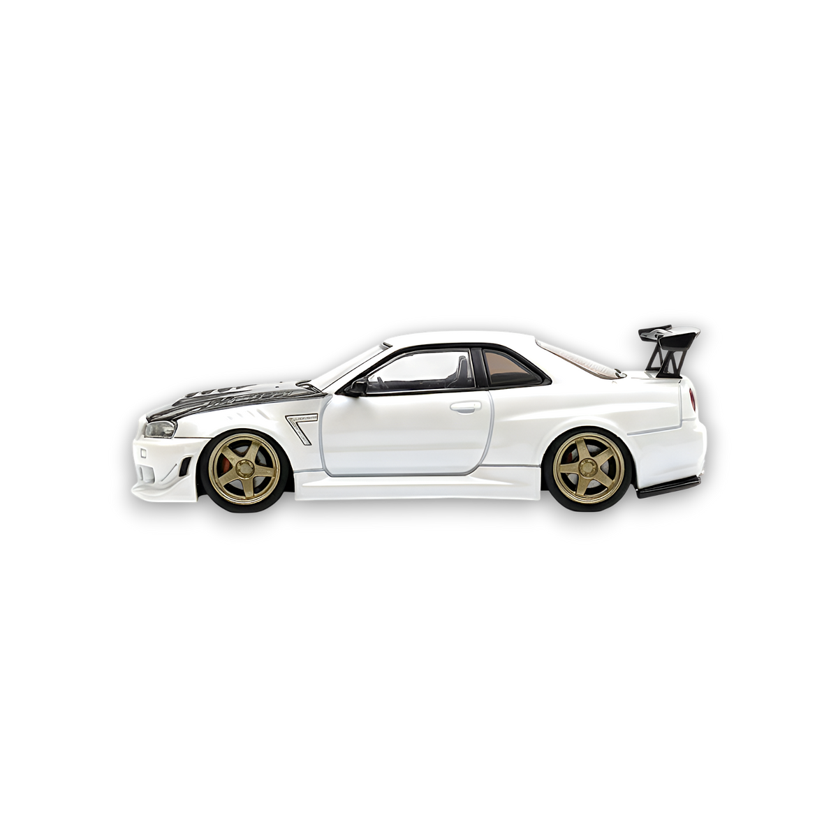 404ERROR Nissan Skyline R34 Modified - Pearl White Carbon Hood 1:64
