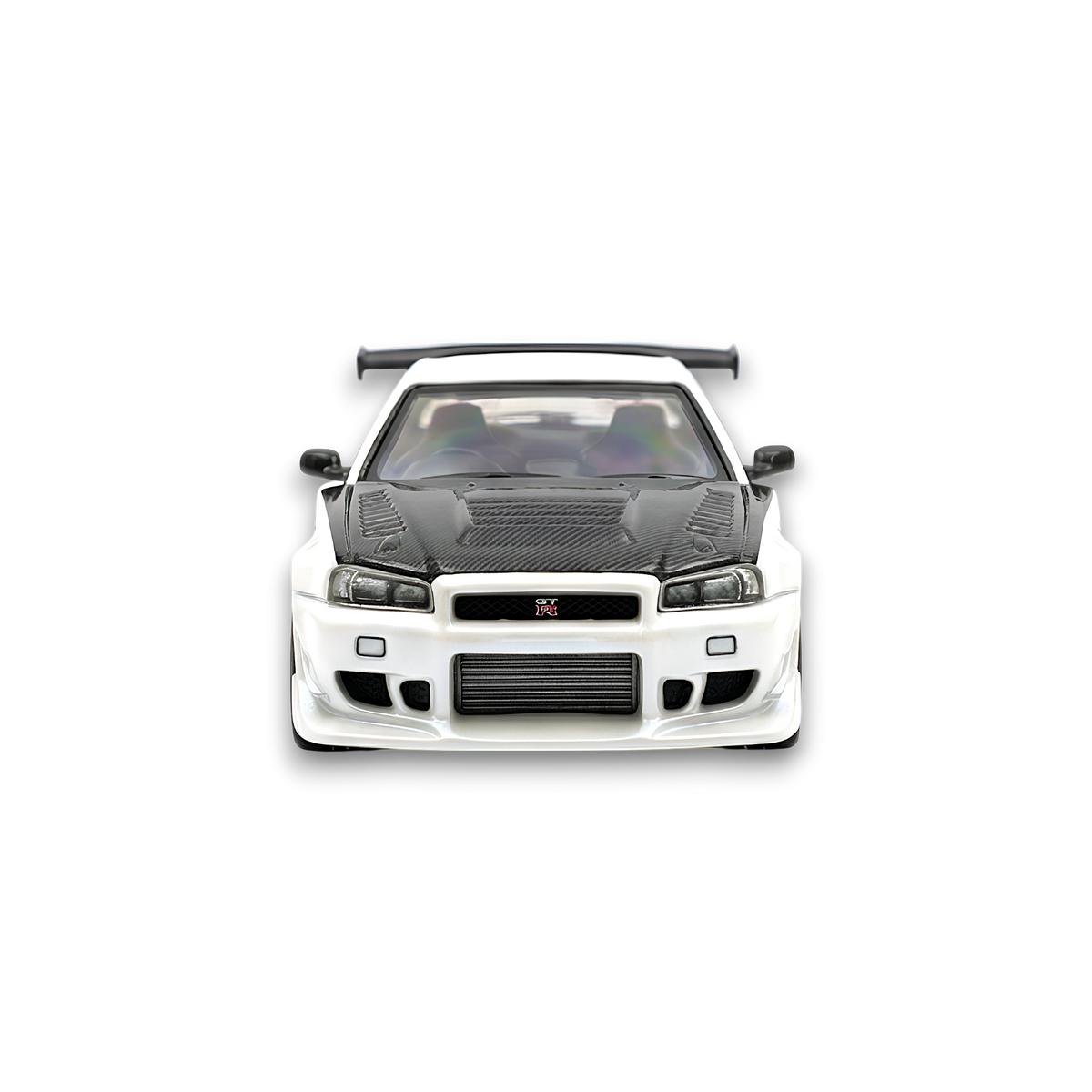 404ERROR Nissan Skyline R34 Modified - Pearl White Carbon Hood 1:64