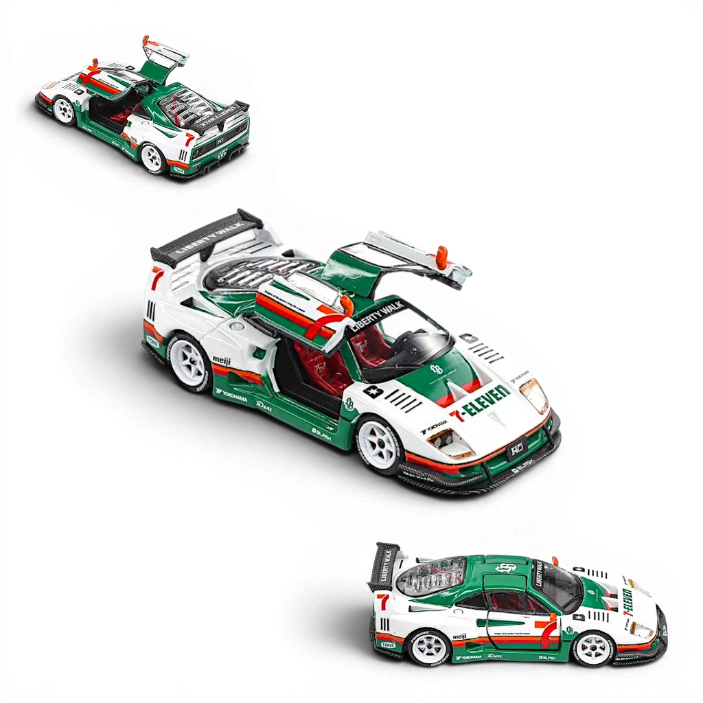 (Pre-Order) Demon King Auto F40 Gull Wing Door - 711 White Livery (1/6 chase luminous wheel) 1:64