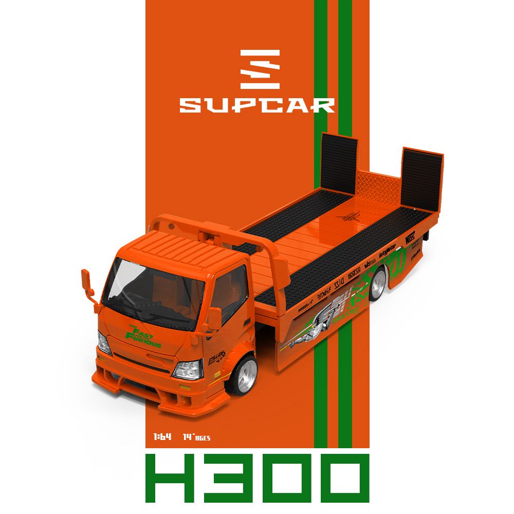 (Pre-Order) SC H300 Flatbed Transport Trailer - Fast & Furious Livery 1:64