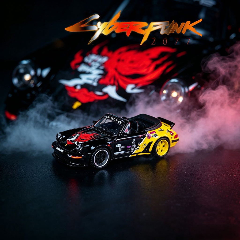 (Pre-Order) Rhino Model Porsche 911 Turbo Cabriolet (930) - Black Yellow 1:64