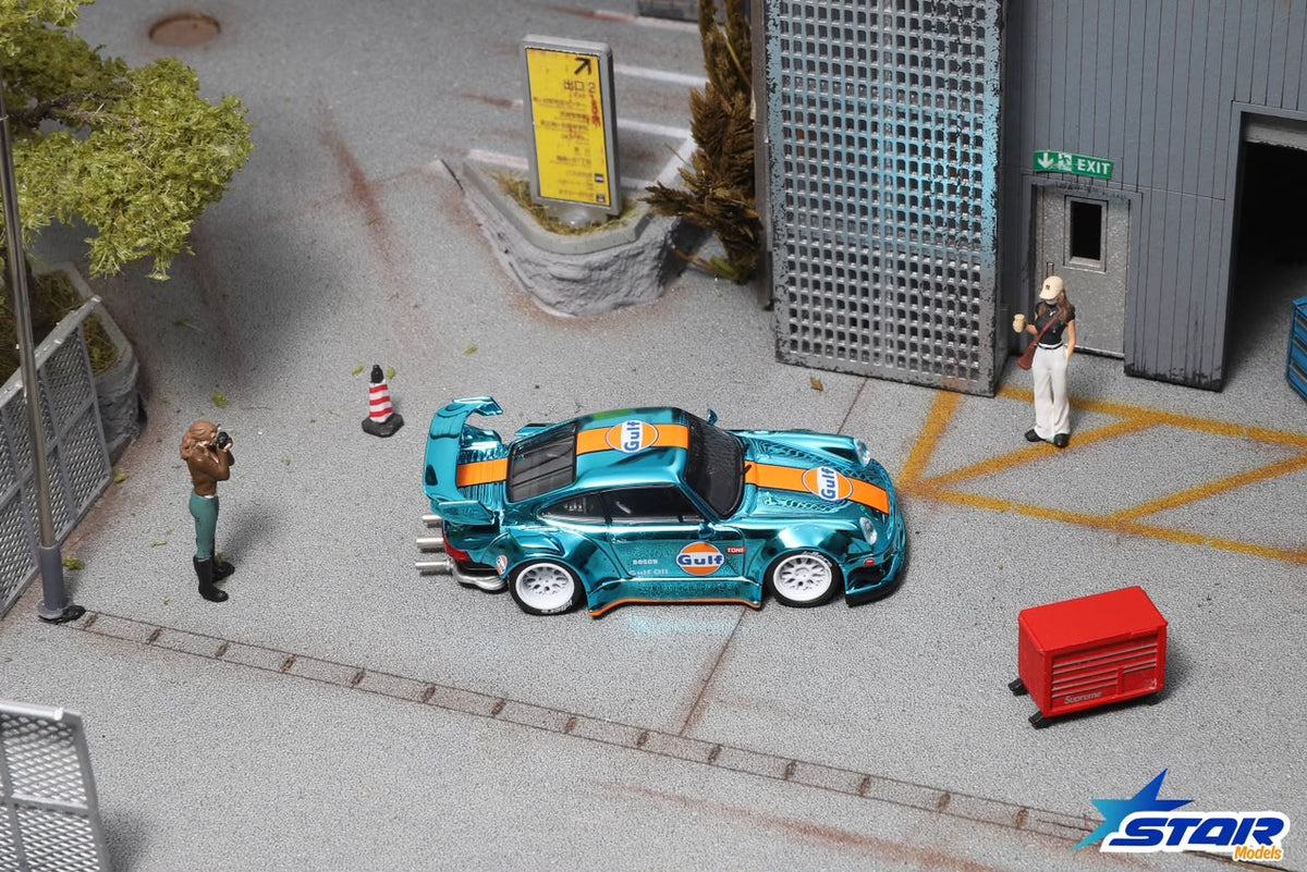 (Pre-Order) Star Models RWB 930 GT Wing - C/Chrome Gulf Livery (Ltd 999, detailed exhaust) 1:64