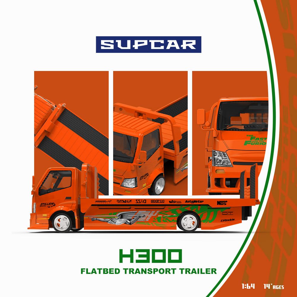 (Pre-Order) SC H300 Flatbed Transport Trailer - Fast & Furious Livery 1:64