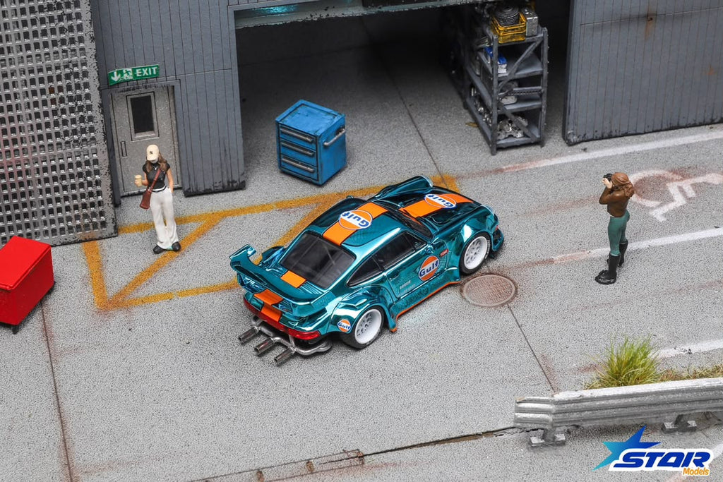 (Pre-Order) Star Models RWB 930 GT Wing - C/Chrome Gulf Livery (Ltd 999, detailed exhaust) 1:64