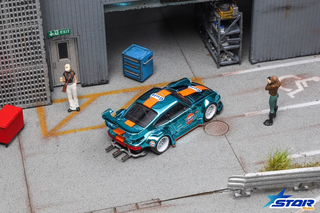 (Pre-Order) Star Models RWB 930 GT Wing - C/Chrome Gulf Livery (Ltd 999, detailed exhaust) 1:64