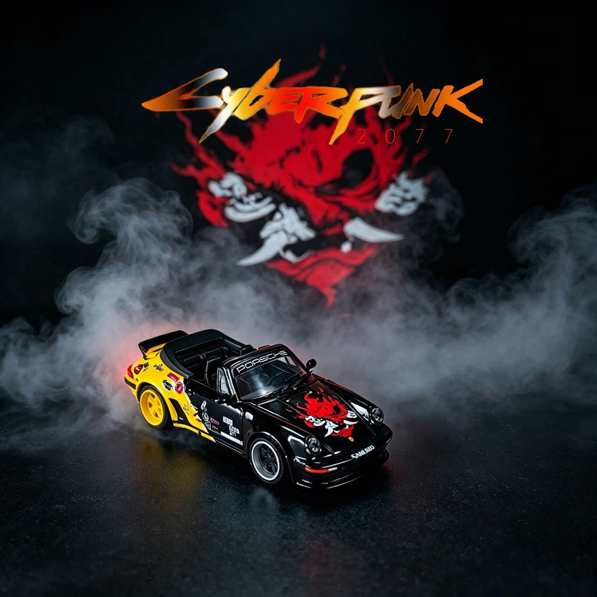 (Pre-Order) Rhino Model Porsche 911 Turbo Cabriolet (930) - Black Yellow 1:64