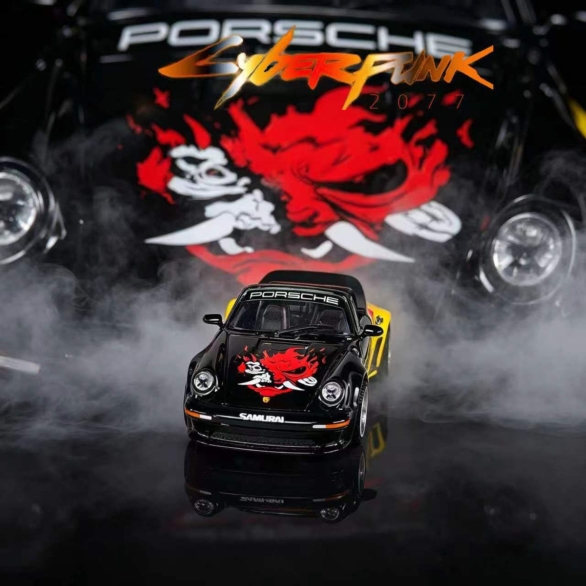 (Pre-Order) Rhino Model Porsche 911 Turbo Cabriolet (930) - Black Yellow 1:64