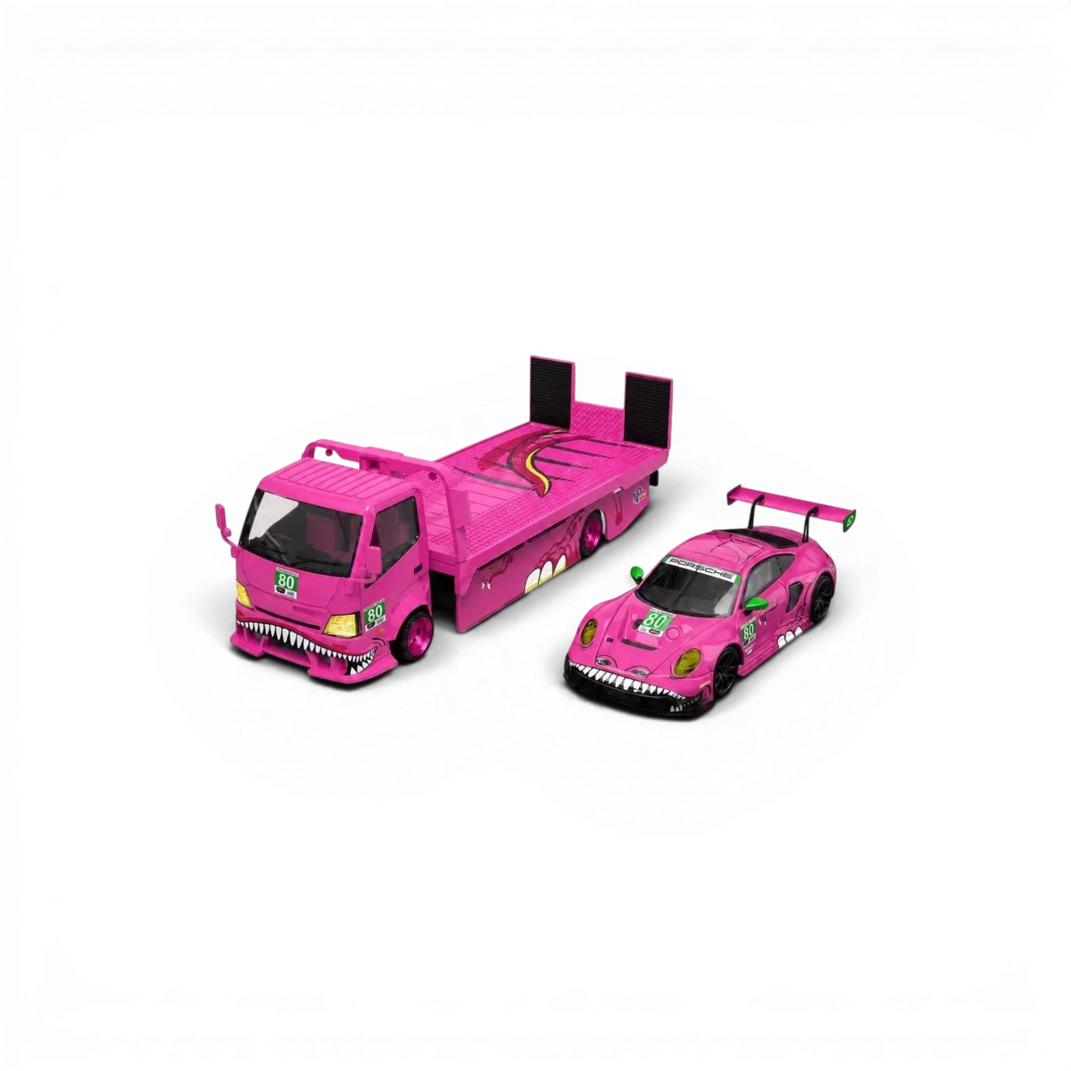 (Pre-Order) TL&SR Tyrannosaurus Set - D/Pink (T - Rex trailer + T - Rex Porsche, sold as set) 1:64