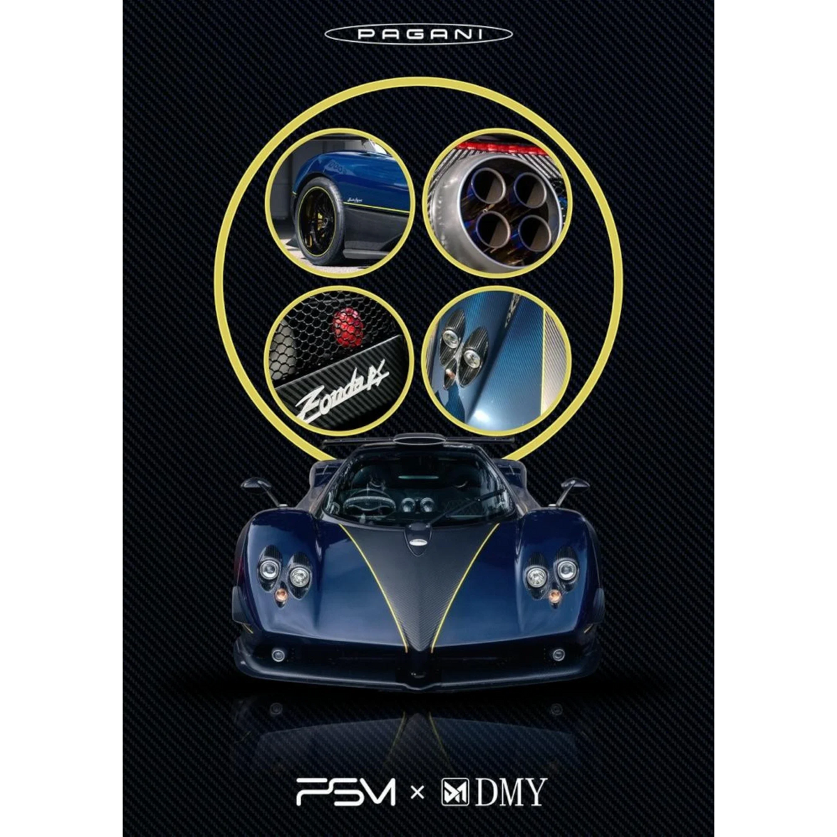 (Pre-Order) PSM & DMY Pagani Zonda PS - Blue Full Carbon (Ltd 99) 1:64