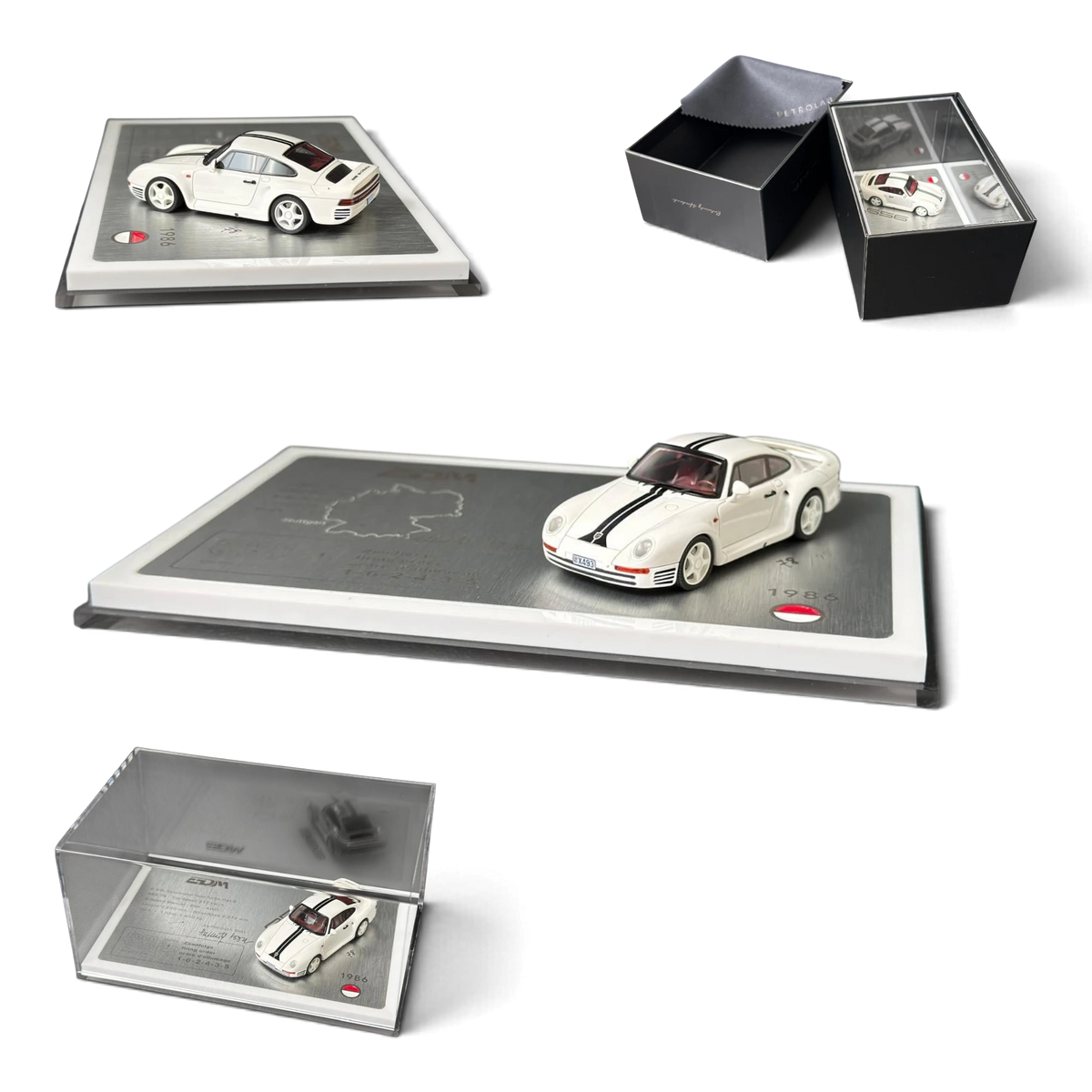 Petrolab x EDM Porsche 959 - White Blue Stripes 1:64