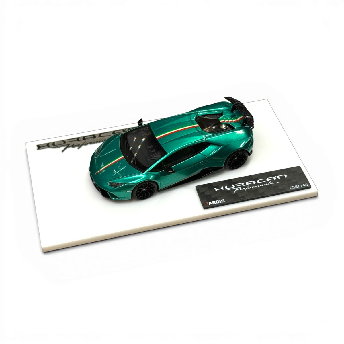 TARDIS x XQ Lamborghini Huracan Performante - Italian Stripe Metallic Green 1:64