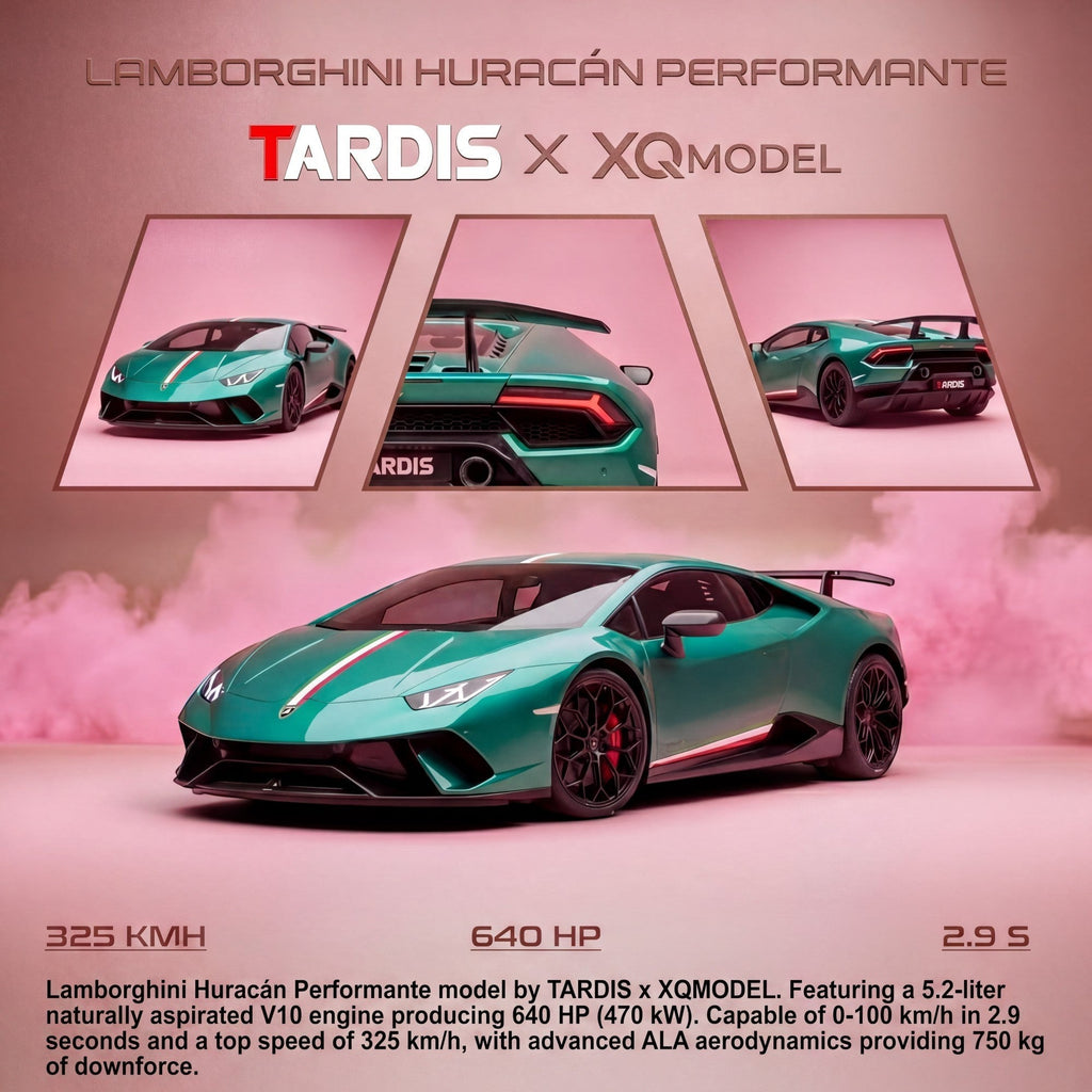 TARDIS x XQ Lamborghini Huracan Performante - Italian Stripe Metallic Green 1:64