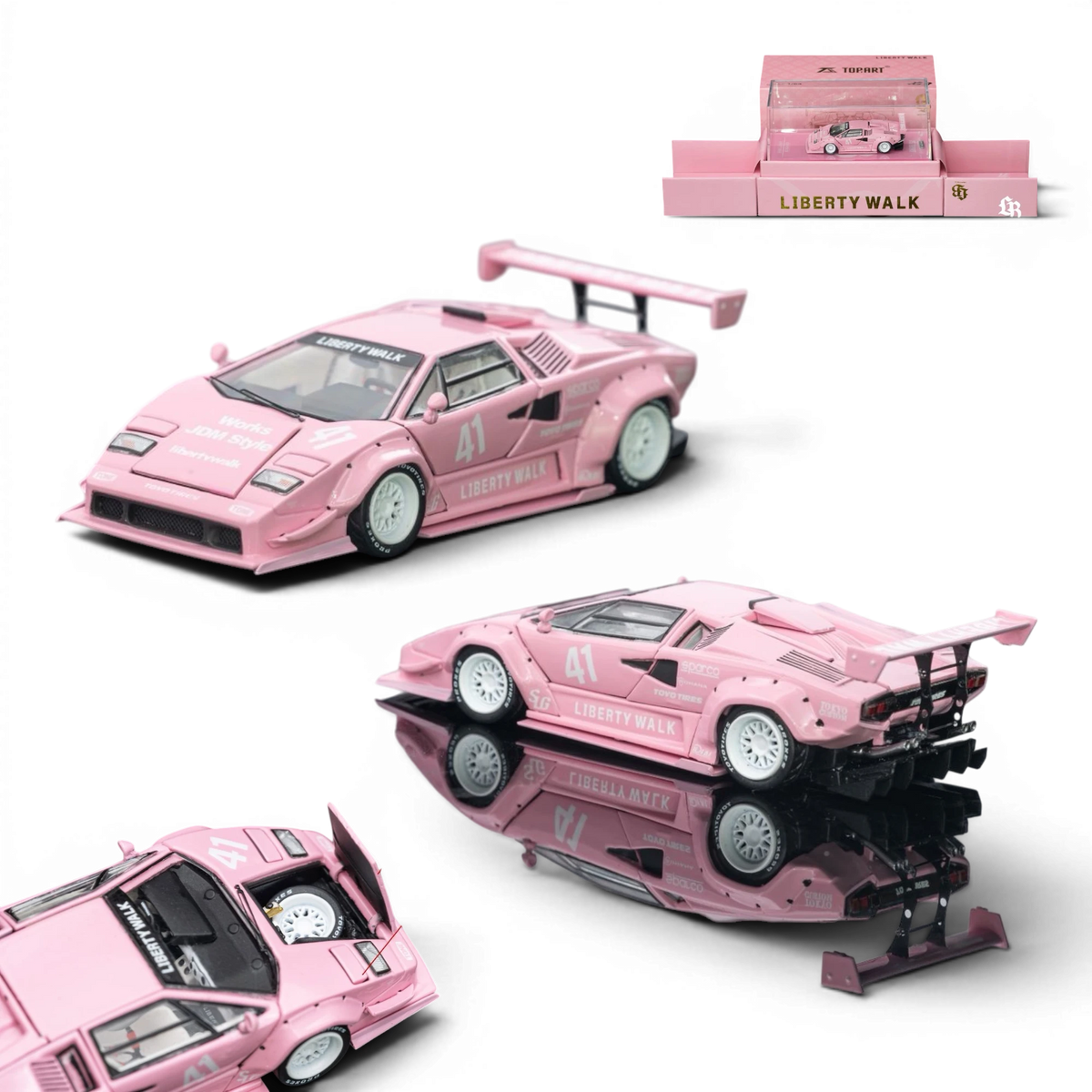 (Pre-Order) TOPART LBWK COUNTACH Fully - Opened — Lover's Pink 41# (Ltd 2000 TOPART Exclusive, MAP floor $61.47) 1:64